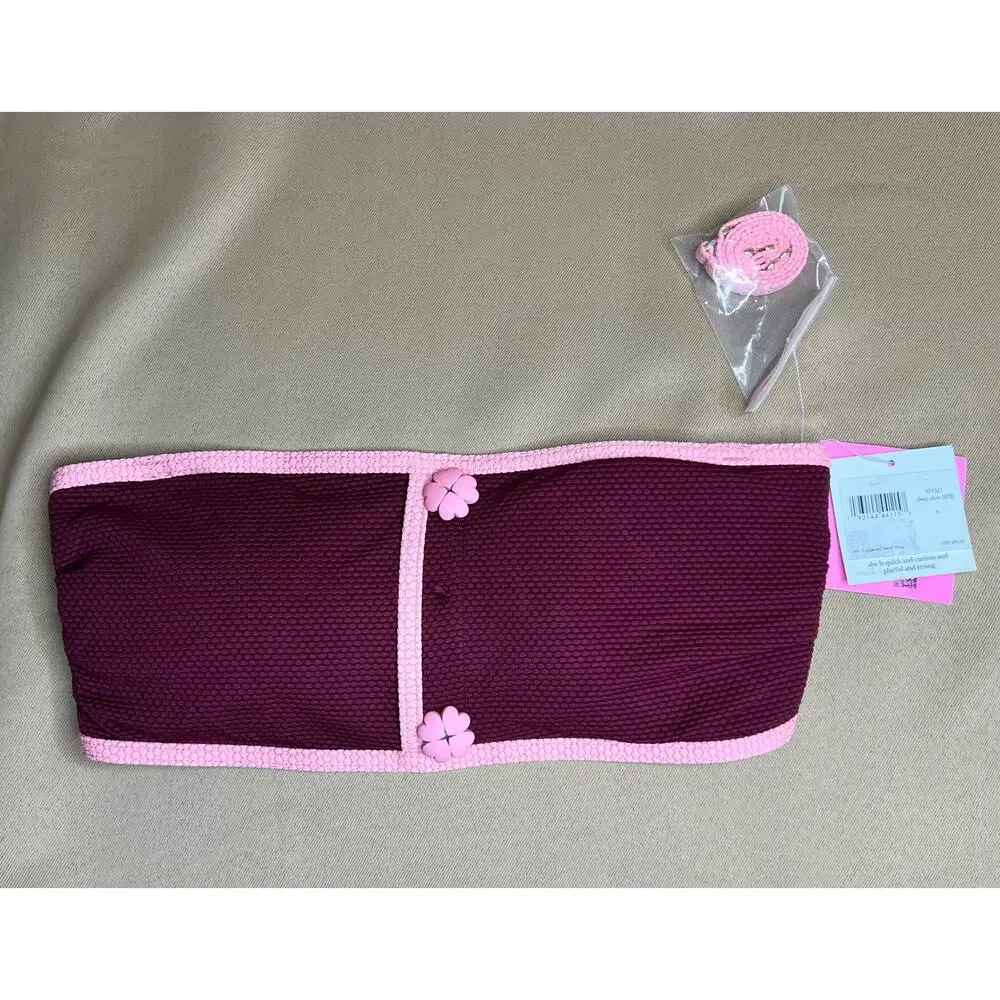 Kate Spade Pique Texture Contrast Bandeau Bikini Top S NWT